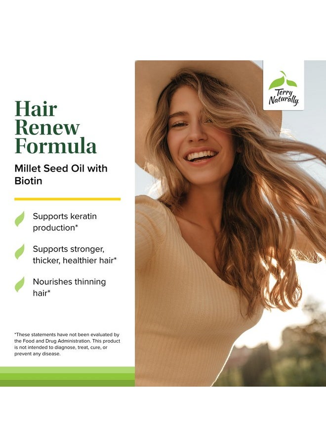 Terry Naturally - Terry Naturally Hair Renew Formula - Hair Growth Support Supplement with Horsetail Biotin & Folic Acid - Millet Seed Oil for Keratin Production Support - 60 Softgels - Image 1