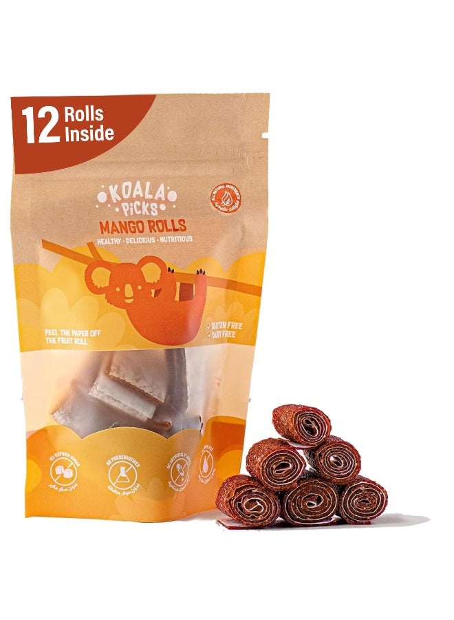 Koala Picks Fruit Rolls 66g - 12pcs Mango Rolls, Free from Artificial Flavor, Preservatives, Transfat, Gluten, Dairy & Refined Sugar, Healthy Snack for Kids & Adults - Image 1