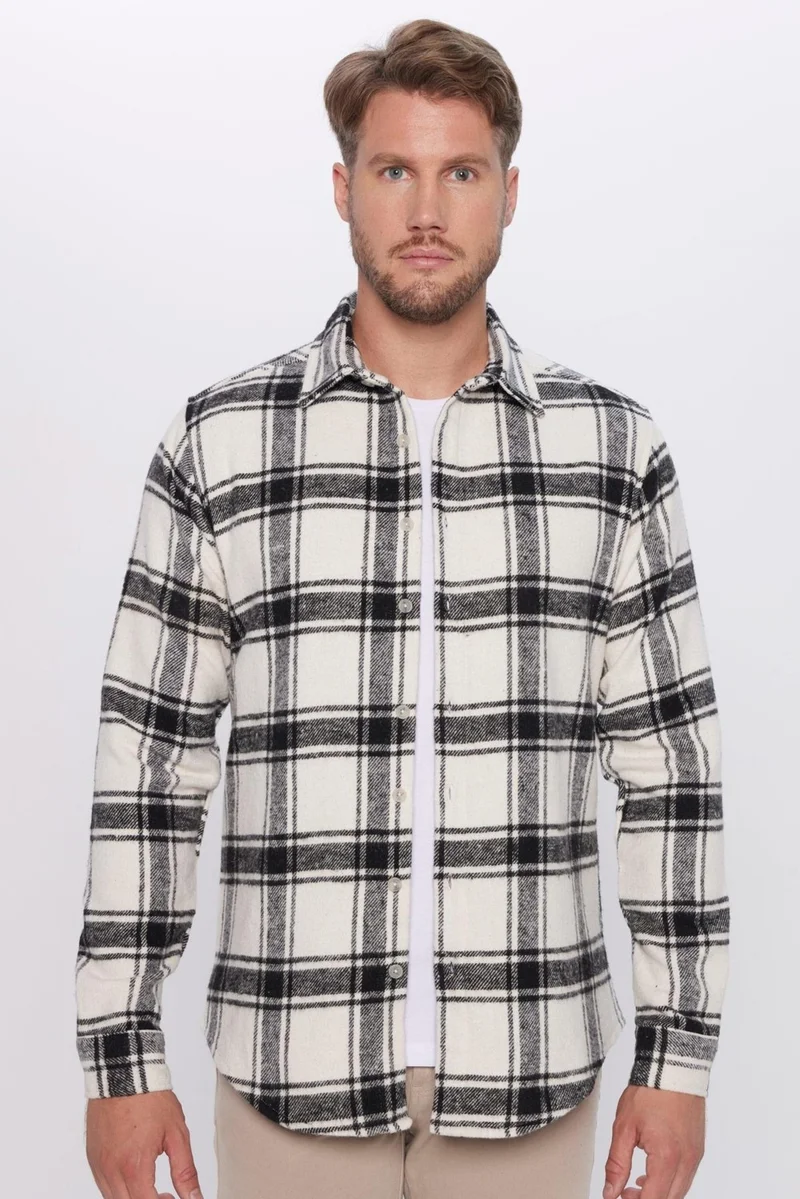تودورس Men's Slim Fit Slim Fit Lumberjack Checkered Winter Shirt