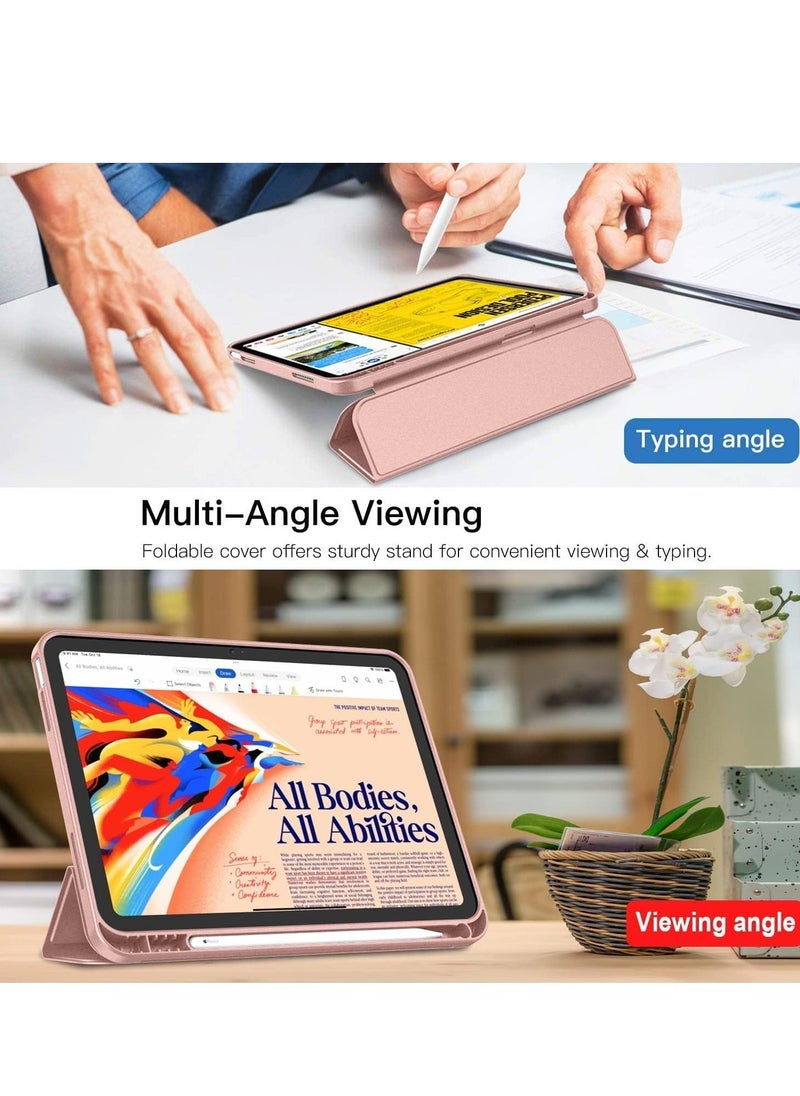 Raxoom iPad 10.9 Inch 10th Gen Case with Pencil Holder 2022 Clear Transparent Back Shell Trifold Protective cover Shockproof Cover for 2022 iPad 10th Gen A2696 A2757 A2777 Pink - Image 5