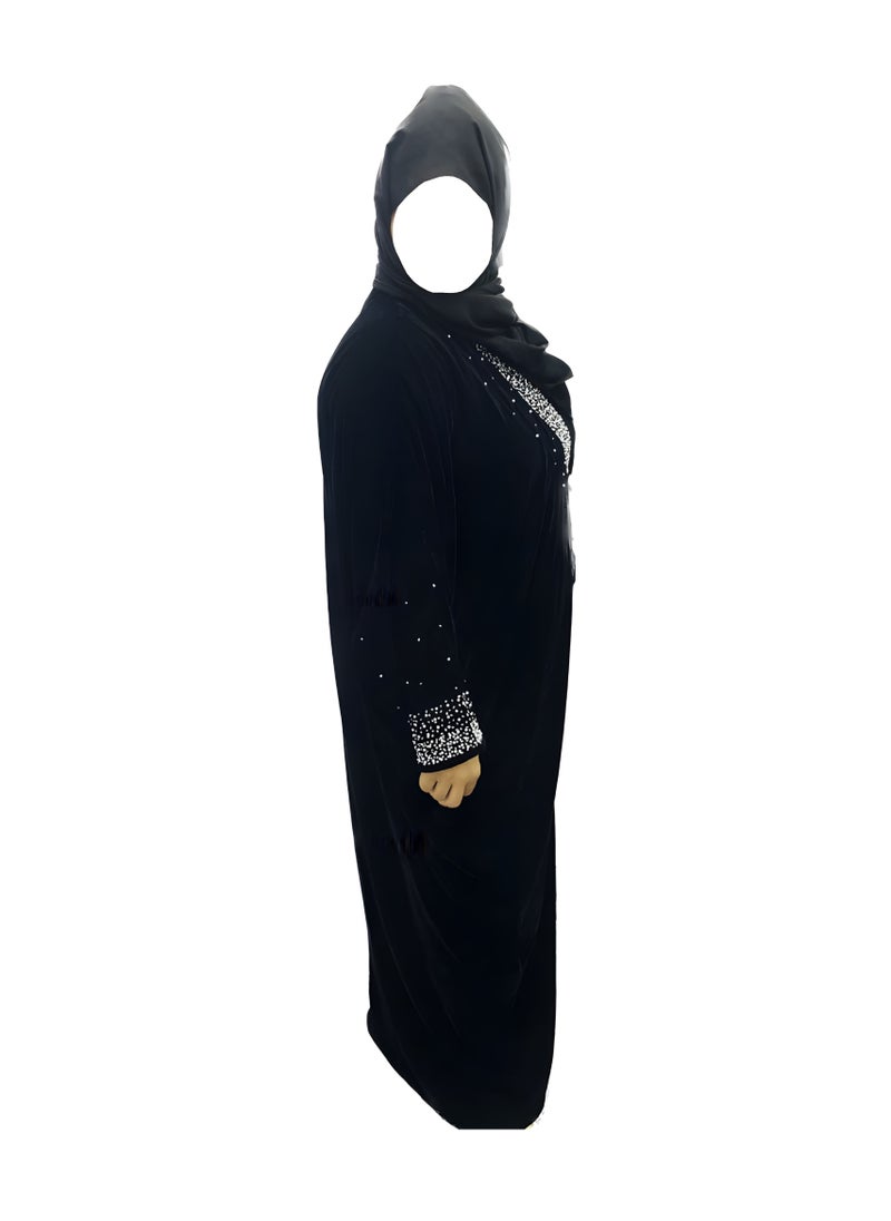 CLASSIC - Velvet abaya with crystal details - luxurious and elegant design - sizes 52, 54, 56, 58 to achieve the desired elegance - Image 1