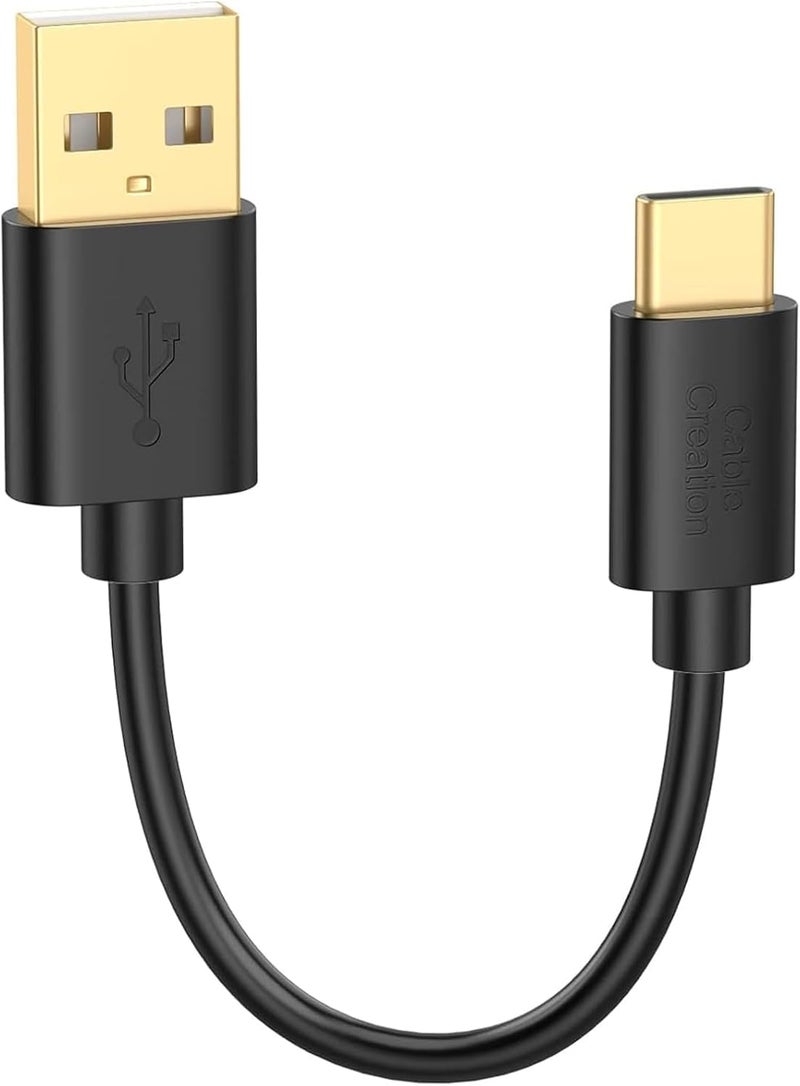 كابل USB إلى USB-C قصير، كابل قصير من CableCreation بطول 0.5 قدم، شحن سريع 3A، USB 480 ميجابت في الثانية لبنك الطاقة Galaxy S23 S23+ S22 MacBook، Pixel، 15 سم/6 بوصة - Image 1