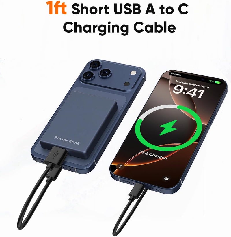 كابل USB إلى USB-C قصير، كابل قصير من CableCreation بطول 0.5 قدم، شحن سريع 3A، USB 480 ميجابت في الثانية لبنك الطاقة Galaxy S23 S23+ S22 MacBook، Pixel، 15 سم/6 بوصة - Image 2