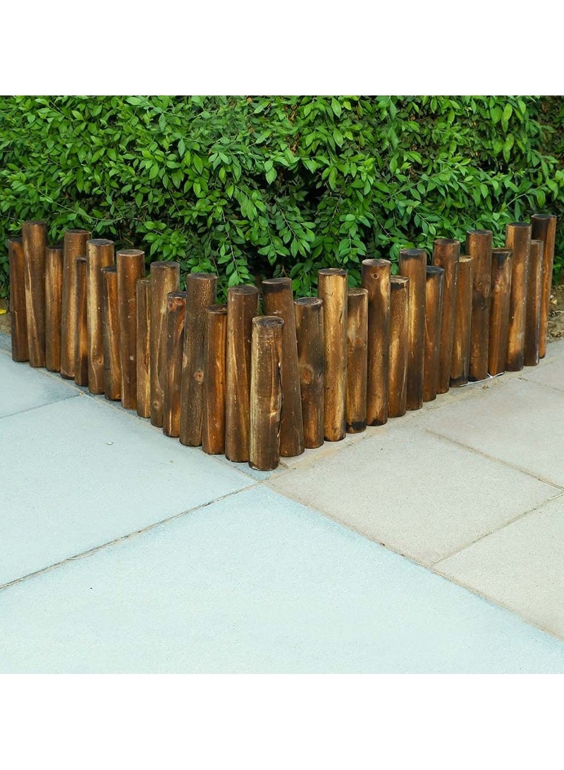 LINGWEI Wooden Garden Edging Border Wooden Fence For Landscaping Interlocking Panels Lawn Stakes Brown - Image 4