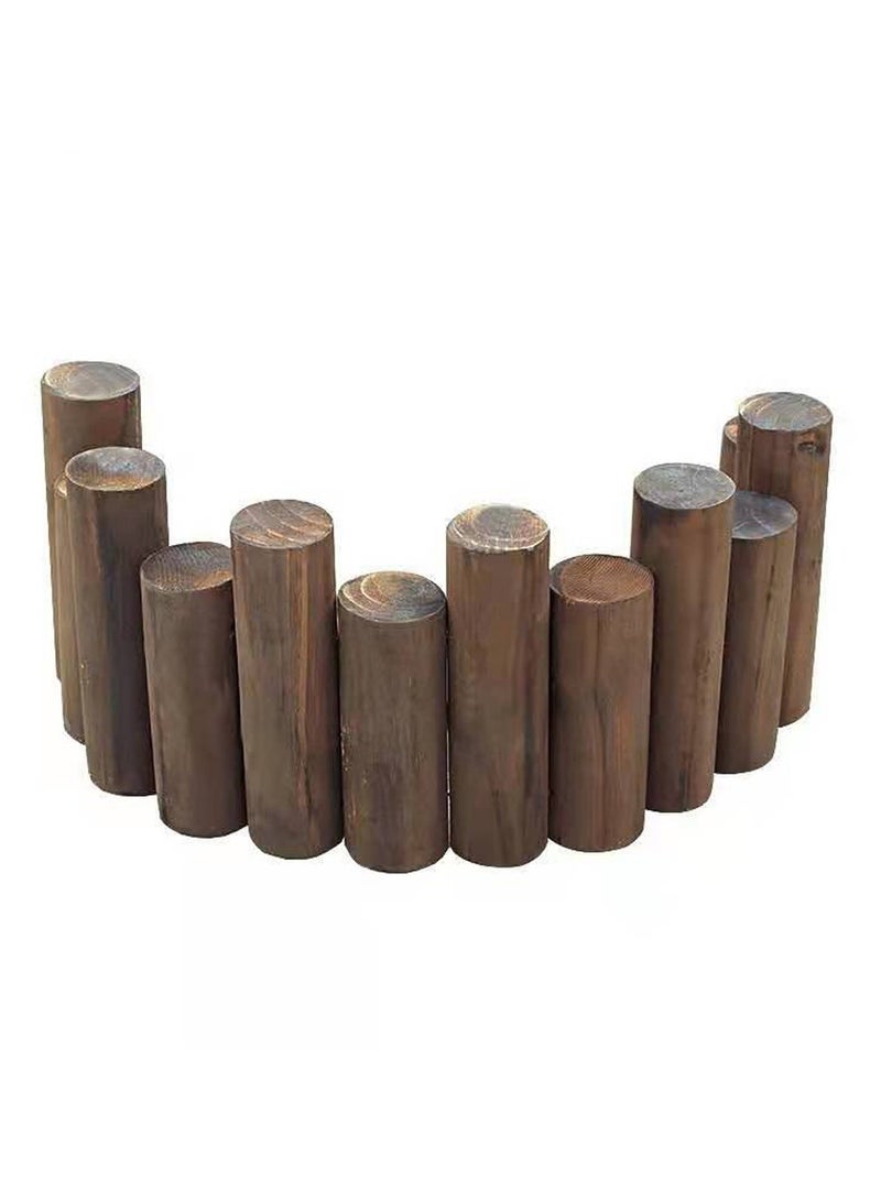 LINGWEI Wooden Garden Edging Border Wooden Fence For Landscaping Interlocking Panels Lawn Stakes Brown - Image 5