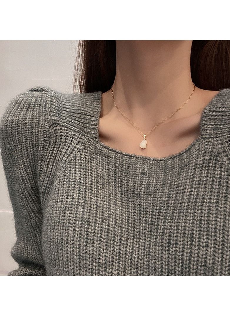 Satinior - Double sided Gourd Element Titanium Steel Necklace - Image 1
