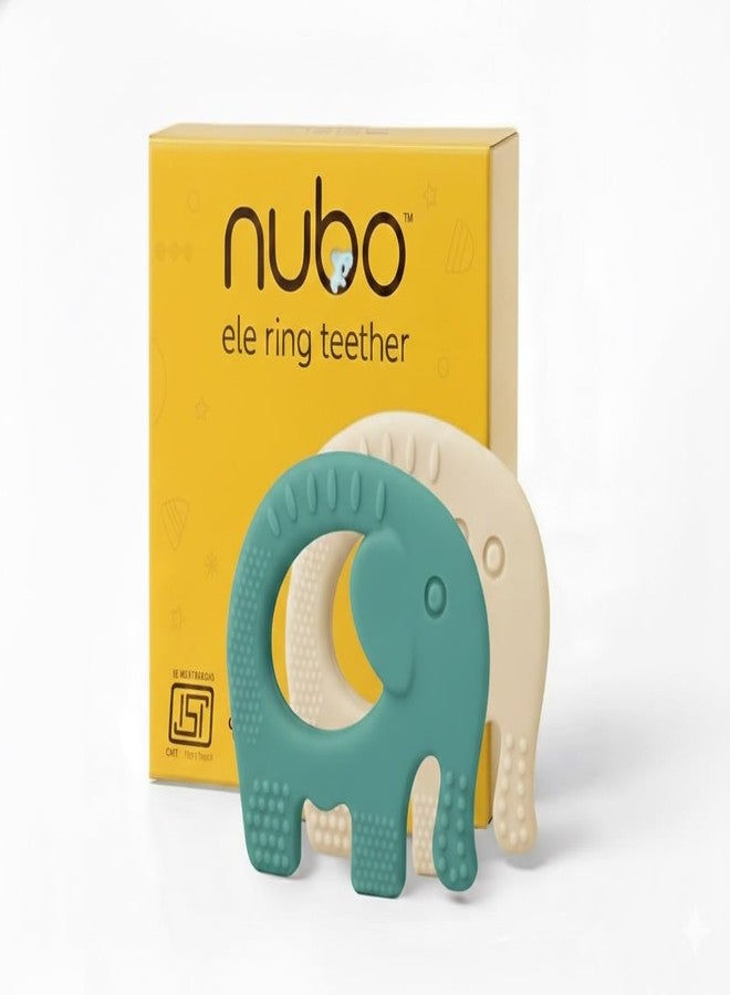 Nubokind Silicone Baby Teether Ring Set | BIS Certified Multi-Textured Soft Chew Toy for Newborn | for 3, 6, 9, 12 Months + | BPA Free | Molar Relief Easy Grip | Safe Made in India | Pack of 2 - Image 1