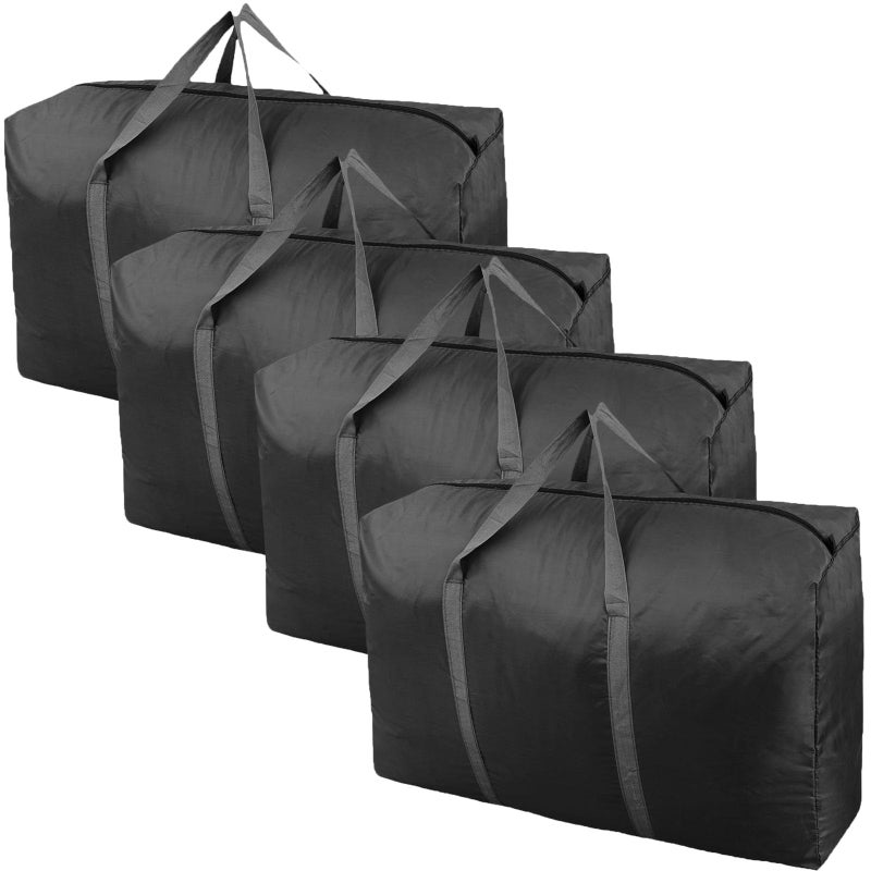 Peyorom 100L Extra Large Storage Bags Big Moving Bags with Strong Zippers Carrying Handles Packing Bags for Moving Storage Travel and Camping Storage Totes For Space Saving Black 4 Pack - Image 2