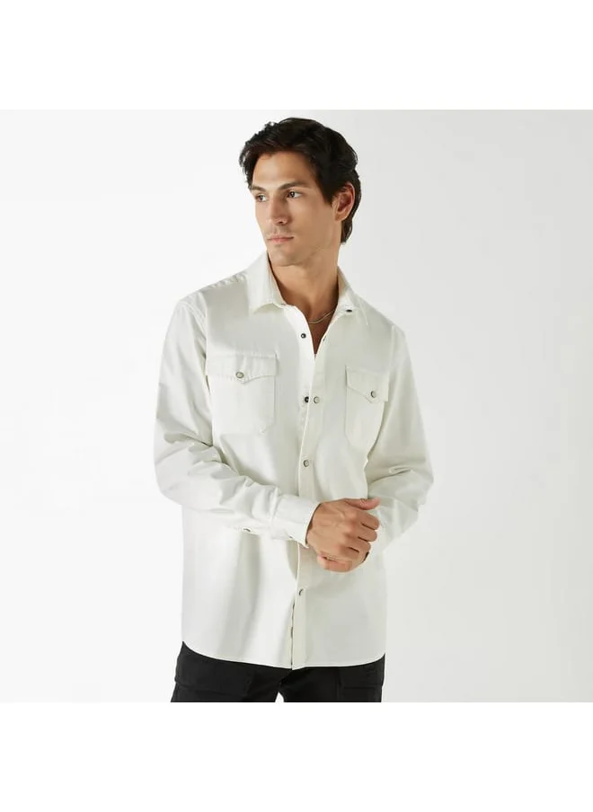 Ecko Unltd. Ecko Unltd Solid Shirt with Long Sleeves and Pockets