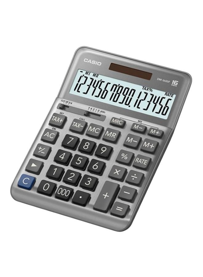 16-Digit Office Calculator DM-1600F-W-DP Grey Multicolour