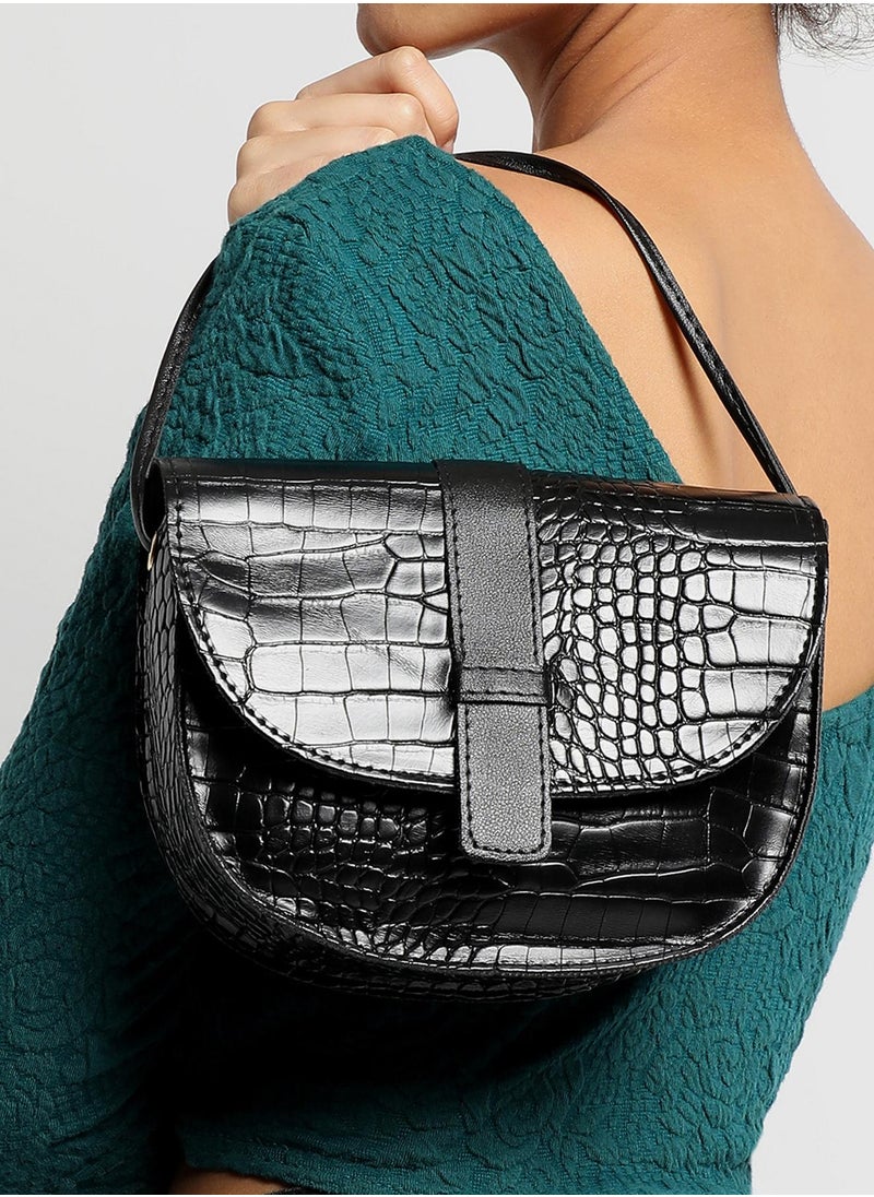 Haute Sauce - Croco Black Cross Body Bag - Image 1
