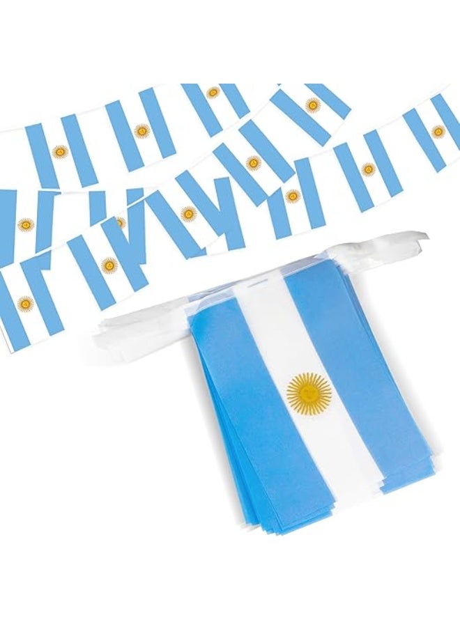 Argentina String Flags 25 pcs Set for, Football World Cup, Fan Meet and Party Decor, 14*21 cms, Fade Resistant Polyester Banner for Indoor and Outdoor Use - Image 1