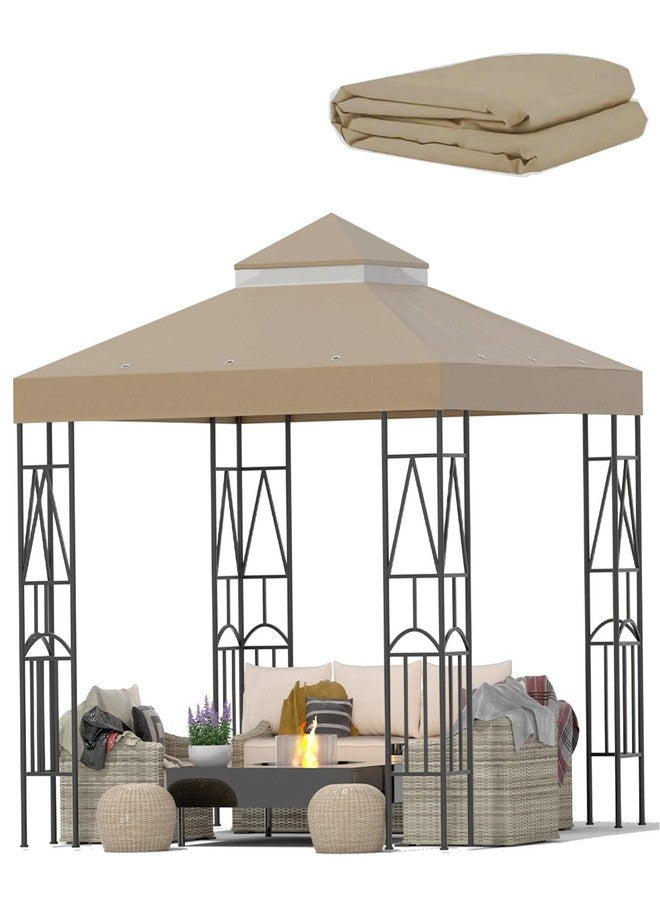 Morikoro 119''x119'' Canopy Replacement Top Double Tiered Gazebo Cover for Yard, Patio & Garden Durable Sunshade Replacement(No Frame)(Khaki) - Image 1