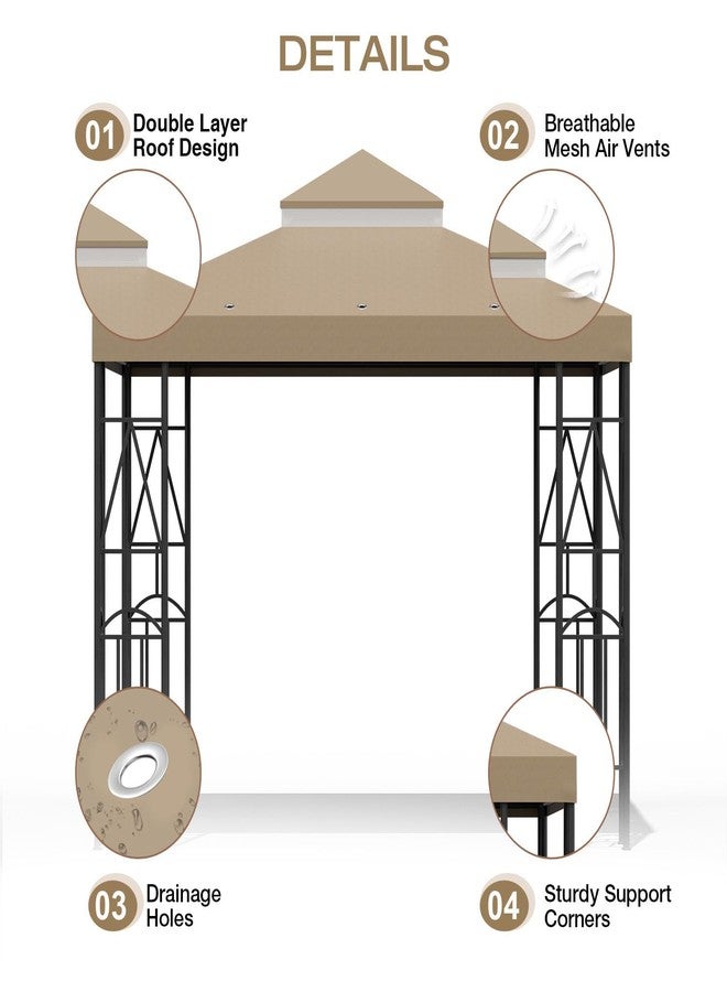 Morikoro 119''x119'' Canopy Replacement Top Double Tiered Gazebo Cover for Yard, Patio & Garden Durable Sunshade Replacement(No Frame)(Khaki) - Image 3
