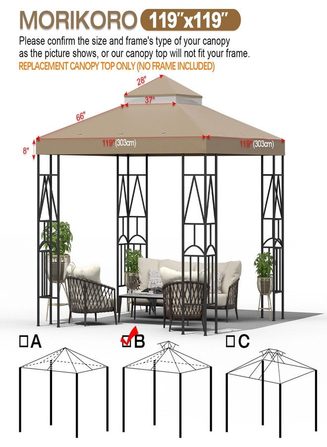 Morikoro 119''x119'' Canopy Replacement Top Double Tiered Gazebo Cover for Yard, Patio & Garden Durable Sunshade Replacement(No Frame)(Khaki) - Image 2