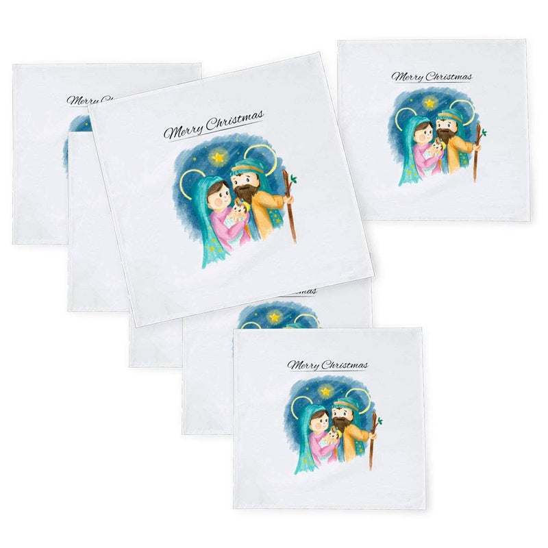 Khakee 6 Pcs Christmas Theme Tafta Silk Table Napkins 10x 10 for Xmas Decoration Christmas OrnamentsChristmas Gift npxmas319P - Image 1