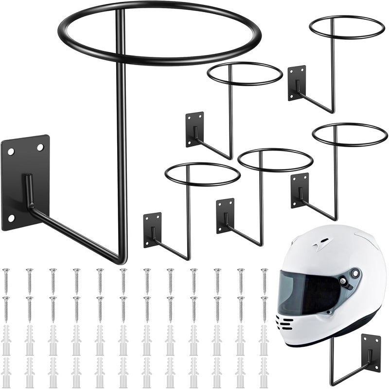 Potchen 6 Pack Helmet Holder Stand Display Rack - Metal Wall Mount Hanger for Helmets, Jackets, and Sports Gear - Image 1
