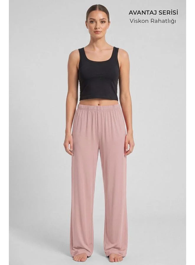 Aytuğ Egyptian Women's Viscose Straight Cut Bottom Pajama Dark Nude.