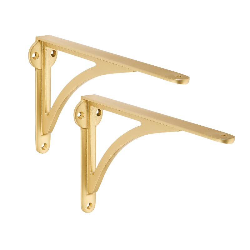 Khtumeware 100 Solid Brass Decorative Shelf Brackets 7inch WallMounted Shelving Brackets 2Pack Antique Gold Vintage Metal Shelf Bracket Victorian Wall Bracket - Image 2