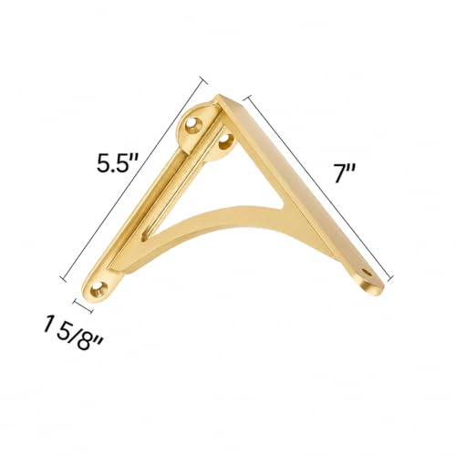 Khtumeware 100 Solid Brass Decorative Shelf Brackets 7inch WallMounted Shelving Brackets 2Pack Antique Gold Vintage Metal Shelf Bracket Victorian Wall Bracket - Image 3