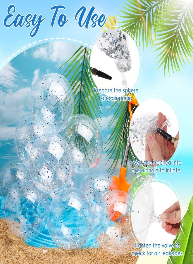 Hungdao 25 Pcs Inflatable Glitter Beach Ball 8 Inches Mini Clear Floatable Confetti Ball for Kids Bulk Swimming Pool Theme Party Toy for Hawaiian Theme Party Decorations Favors Supplies(Silver) - Image 3