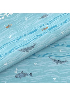 Trident Trident bedsheet Set - Juniors Bedsheet Collection, 100% Cotton, Bedsheet for Double Bed (1 Queen Size Bedsheet, 2 Pillow Covers & 2 Cushion Cover) Superior Softness, 144 TC-INTO The Blue  - Image 5