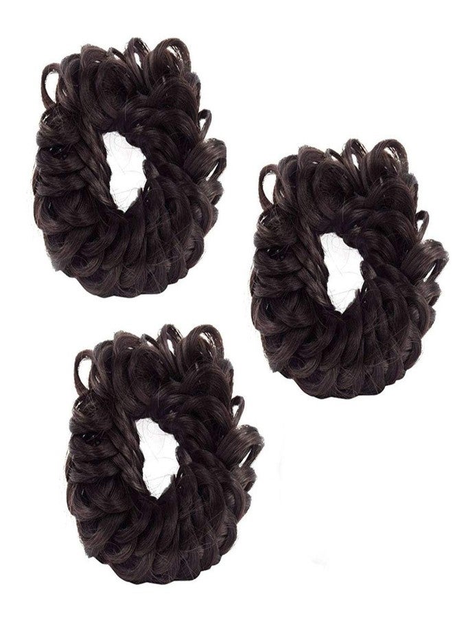 Chronex Pack of 3 Brown Synthetic Hair Juda Band | Hair Extenshion | Bun Maker | Juda Accessories For Women And Girls