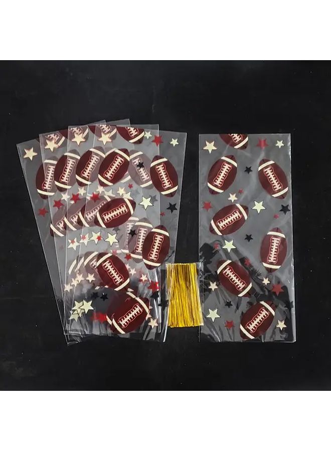 Golden Twist Football Print Gift Bags 27 5x12 5cm For Party Wedding Holiday Candy Storage - Image 4