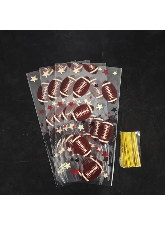 Golden Twist Football Print Gift Bags 27 5x12 5cm For Party Wedding Holiday Candy Storage - Image 5