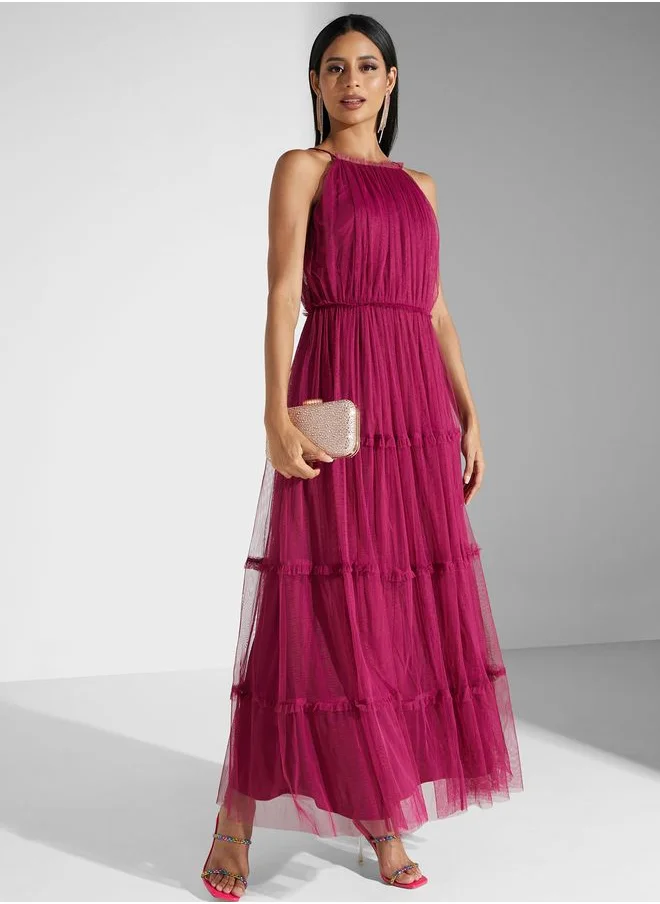 Anaya With Love Ruched Ruffle Dress