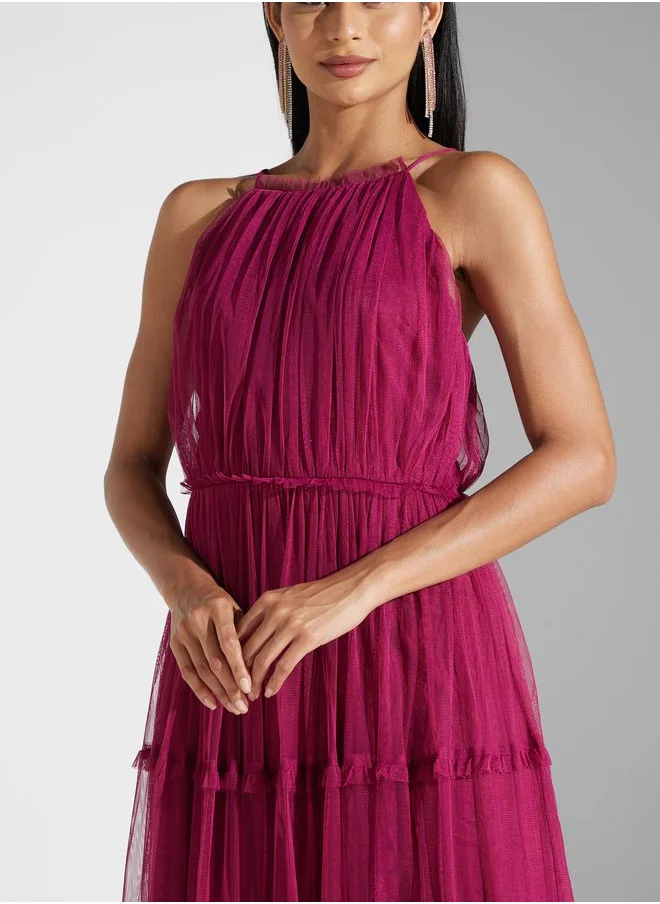 Anaya With Love Ruched Ruffle Dress