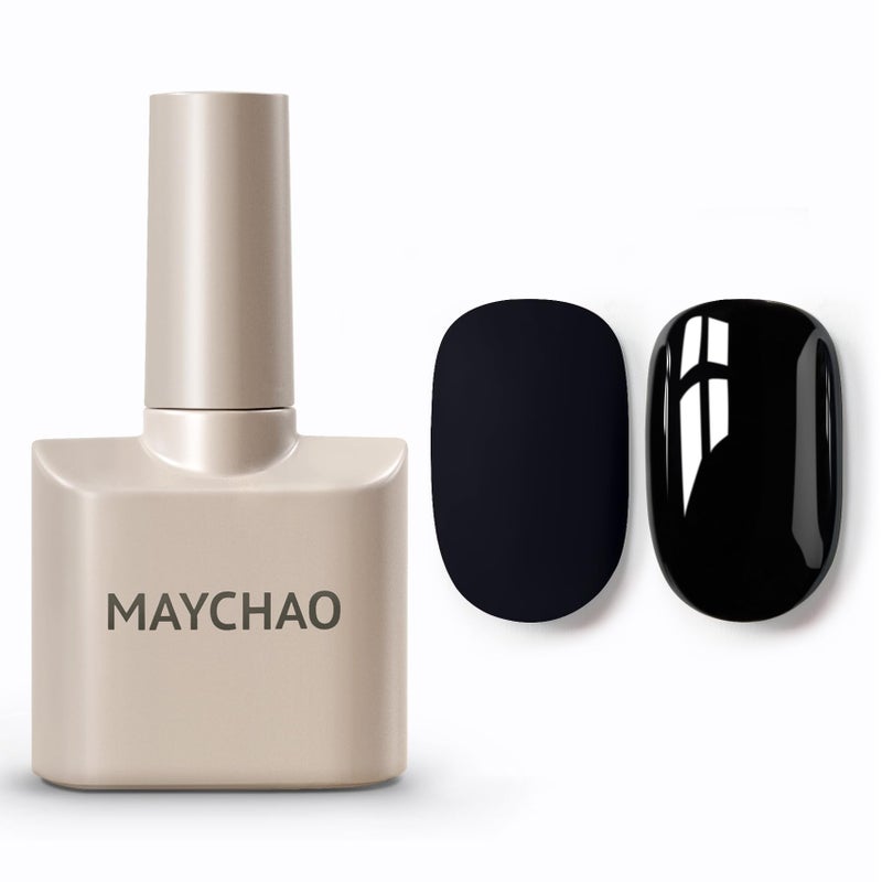 MAYCHAO ماي تشاو طلاء أظافر جل أسود 15 مل 1 قطعة طلاء أظافر أسود نقي طلاء أظافر جل UV LED فن الأظافر للمبتدئين صالون مانيكير DIY في المنزل 05 أونصة