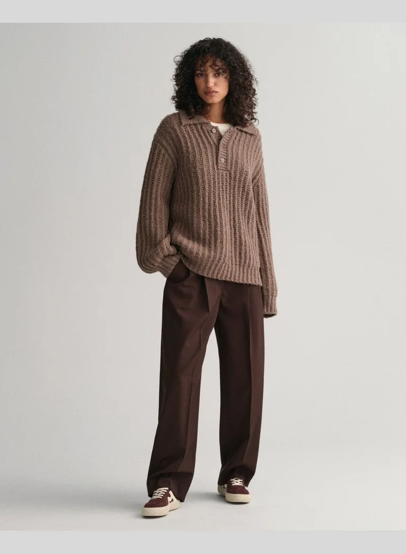 غانت Ribbed Wool Polo Sweater