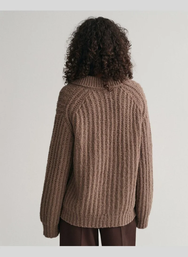 غانت Ribbed Wool Polo Sweater