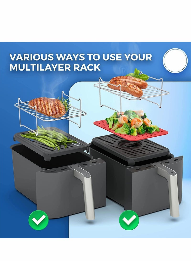 Excefore Air Fryer Rack for Double Basket Fryers, BBQ Rack, Non-stick 304 Stainless Steel Multi-Layer Rack - Image 5