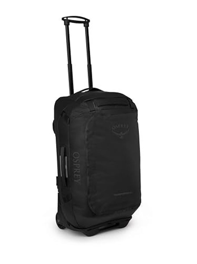 OSPREY Transporter 60L Wheeled Travel Duffel Bag Lightweight Rolling Suitcase For Men And Women, Raven Black - Image 1