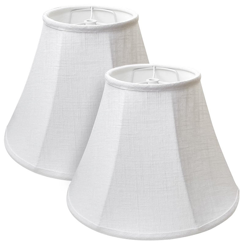 TooToo Star Double White Lamp Shade Set of 2, TOOTOO STAR Large Barrel Lampshade for Floor Light and Table Lamp 6x12x8.5 inch, DIY Fabric Natural Linen Hand Crafted, Spider (White, 6x12x8.5 inch) - Image 1