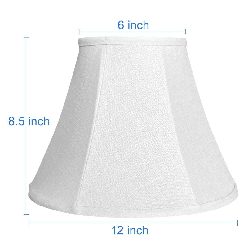 TooToo Star Double White Lamp Shade Set of 2, TOOTOO STAR Large Barrel Lampshade for Floor Light and Table Lamp 6x12x8.5 inch, DIY Fabric Natural Linen Hand Crafted, Spider (White, 6x12x8.5 inch) - Image 2