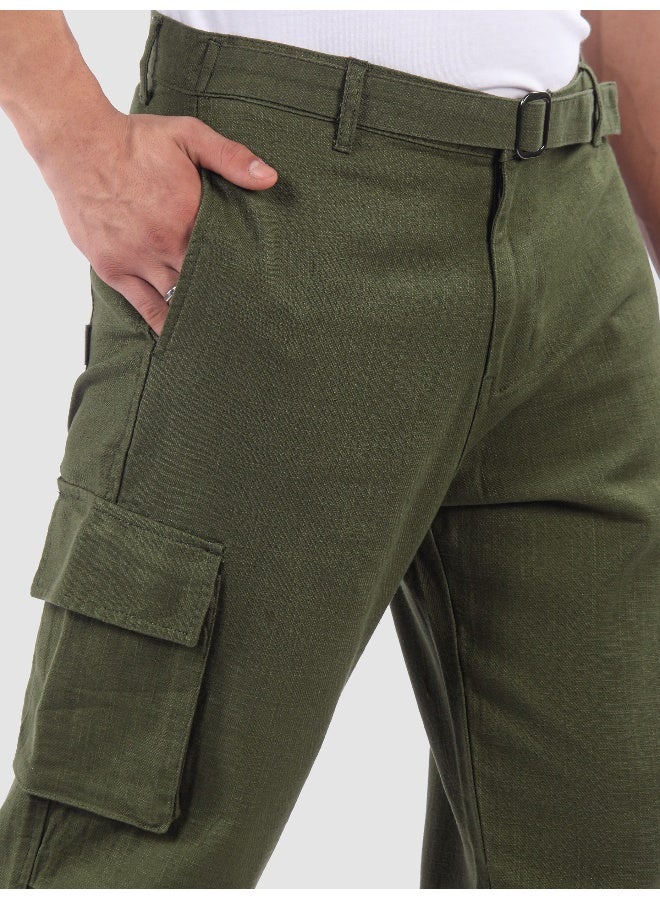 Beyoung Olive Adjustable Waist Cargo Pants  - Image 3