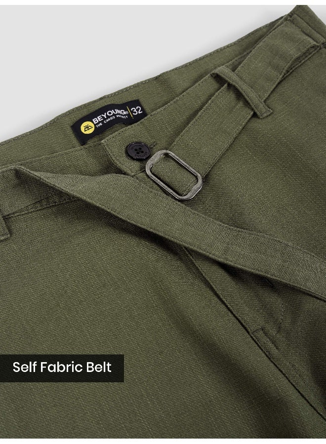 Beyoung Olive Adjustable Waist Cargo Pants  - Image 5