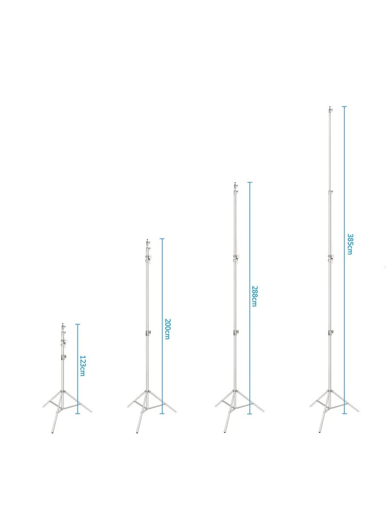 COOPIC L380 Stainless Silver Photo Studio Two way Light Stand Max Height 12.63 Feet and 3.9-7'' Adjustable Boom Arm Includes Blue Sandbag for Supporting Umbrella Softbox Flash for Portrait Video Light - Image 5
