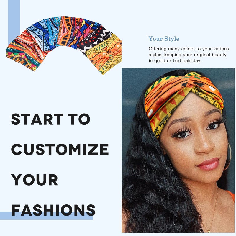 Carede Wide African Headbands for Women Boho Twist Head Bands Elastic Turban Headwraps for Lady Yoga Sports Workout Stretchy Hairband,Pack of 8 - Image 4