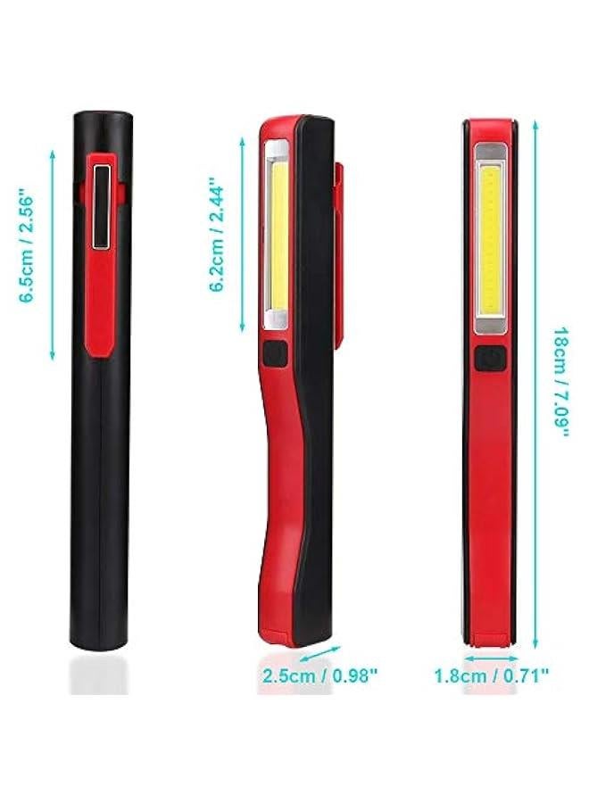 LED Torch Inspection Lamp - Rechargeable LED Work Light Super Bright COB LED Flashlight Pocket Torch Camping Light with Magnetic Clip for Household Workshop Automobile Camping Emergency Use (2Pack) - Image 3