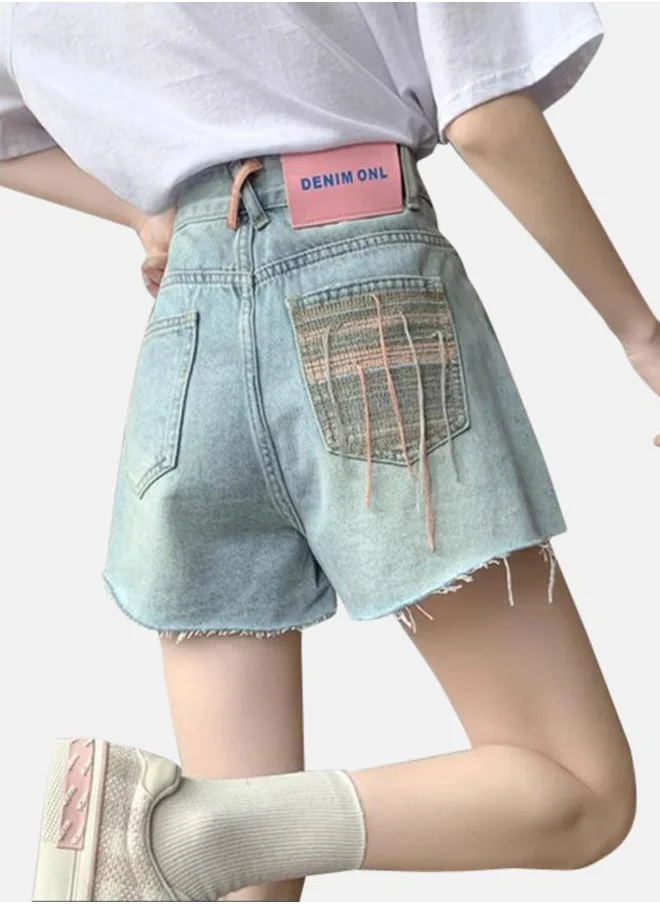 يونيكي Blue Slim Fit High-Rise Denim Shorts