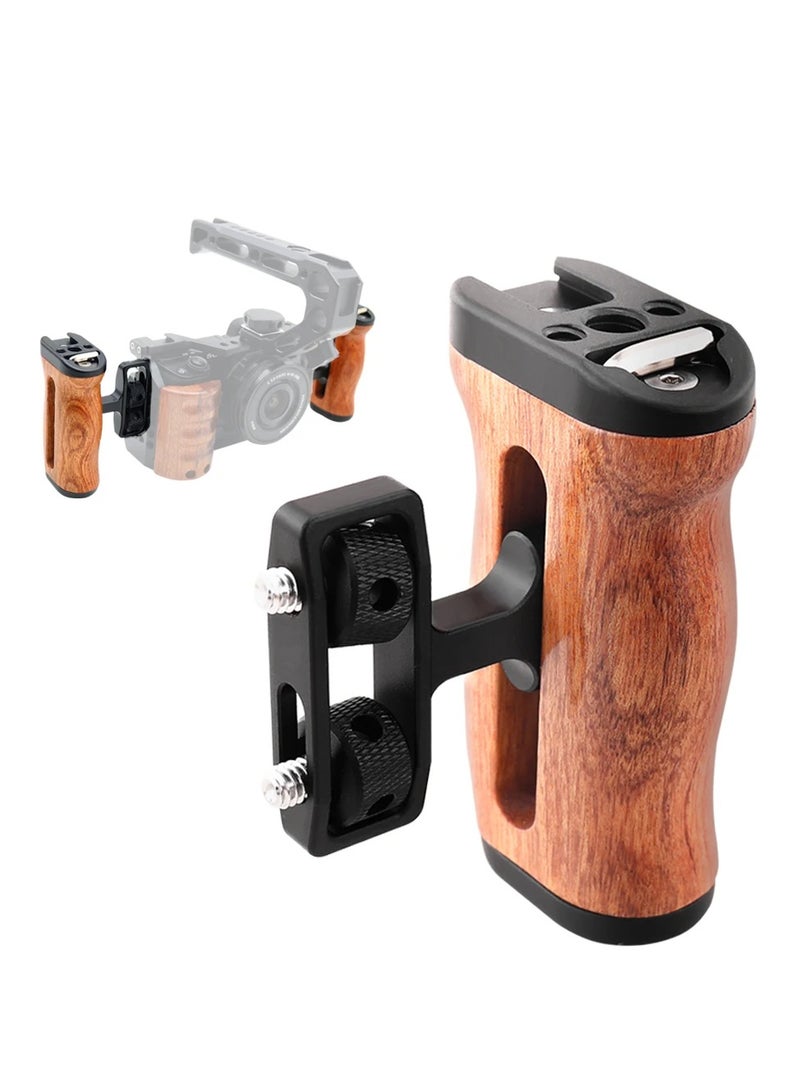 إيفرين قفص كاميرا عالمي بمقابض جانبية اليسار واليمين لكاميرات سوني وكانون ونيكون مع مقبض خشبي وحذاء بارد للميكروفون أو الإضاءة الفيديو - Image 2