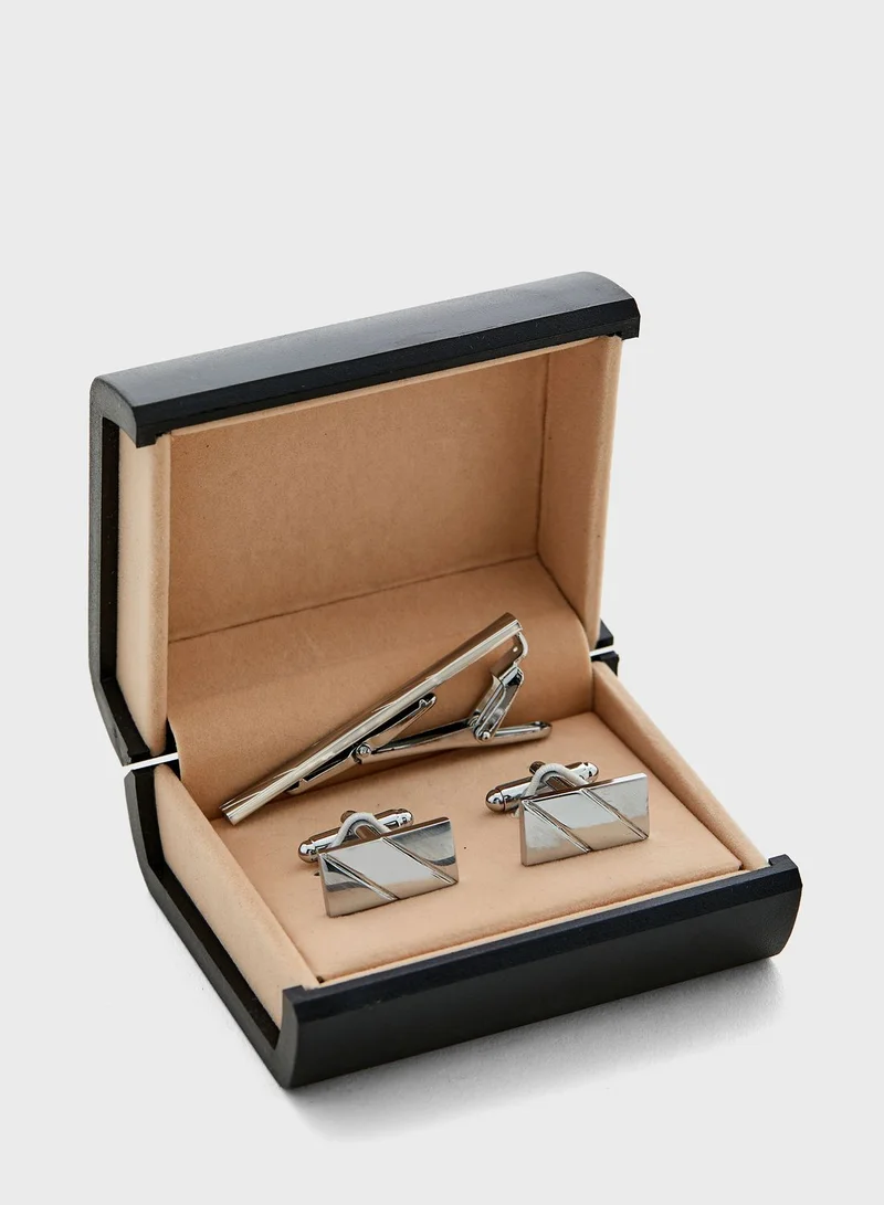 Robert Wood 2 Pack Cuff Link and Tie Pin Set