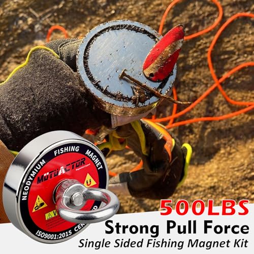 MUTUACTOR Magnet Fishing Kit 500lbs Pulling Force,Heavy Duty Neodymium N52 Magnet with 20m(64 Foot) Durable Rope,Permanent Gaint Rare Earth Magnets for Lifting Objects Hunting Lost Treasures - Image 2
