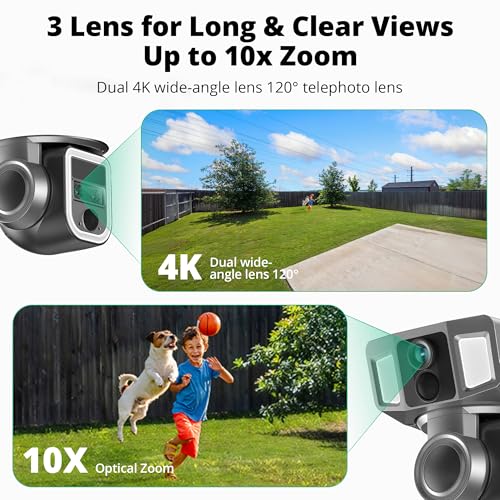 Dragon Touch 4G LTE Cellular Security Camera, 4K Wireless Outdoor Solar Camera 12000mAh, 4G or WiFi Duo-Mode, 10x Optical Zoom, 360° Pan and Tilt AI Tracking, with SIM Card, IP66 Weather-Resistant - Image 2