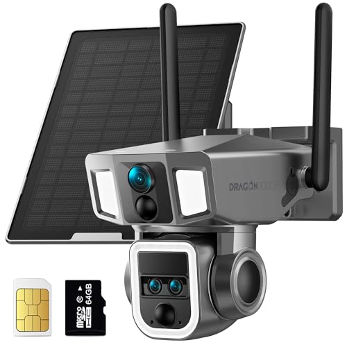 Dragon Touch 4G LTE Cellular Security Camera, 4K Wireless Outdoor Solar Camera 12000mAh, 4G or WiFi Duo-Mode, 10x Optical Zoom, 360° Pan and Tilt AI Tracking, with SIM Card, IP66 Weather-Resistant - Image 1