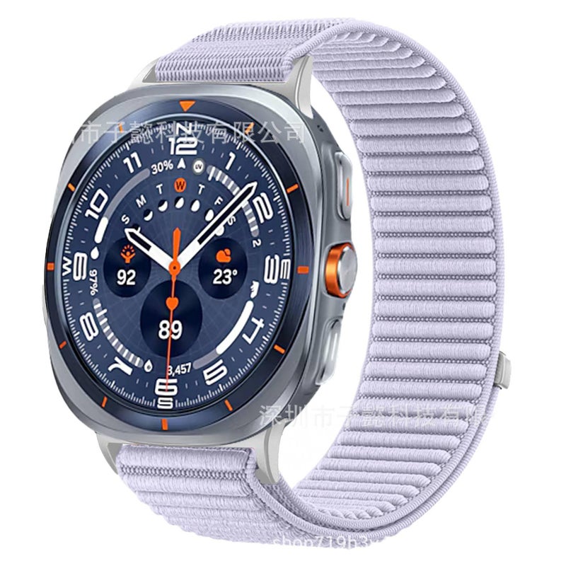 سوار ساعة ذكية سوار نايلون حلقي متوافق مع Samsung Galaxy Watch Ultra بملاءمة قابلة للتعديل وحزام بديل باللون أخضر قابل للتعديل - Image 5